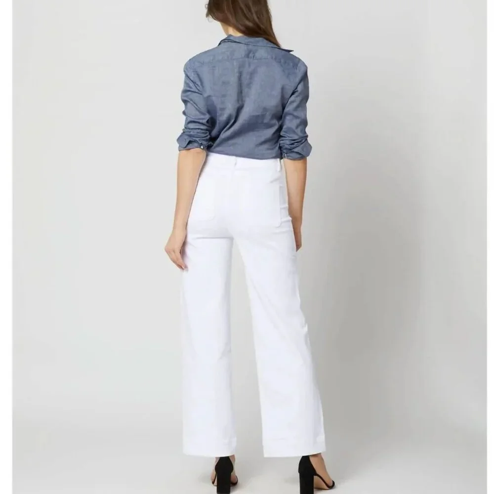 Ann Mashburn Coco Patch Pocket Jean White Stretch Denim Size 26 - Picture 5 of 10